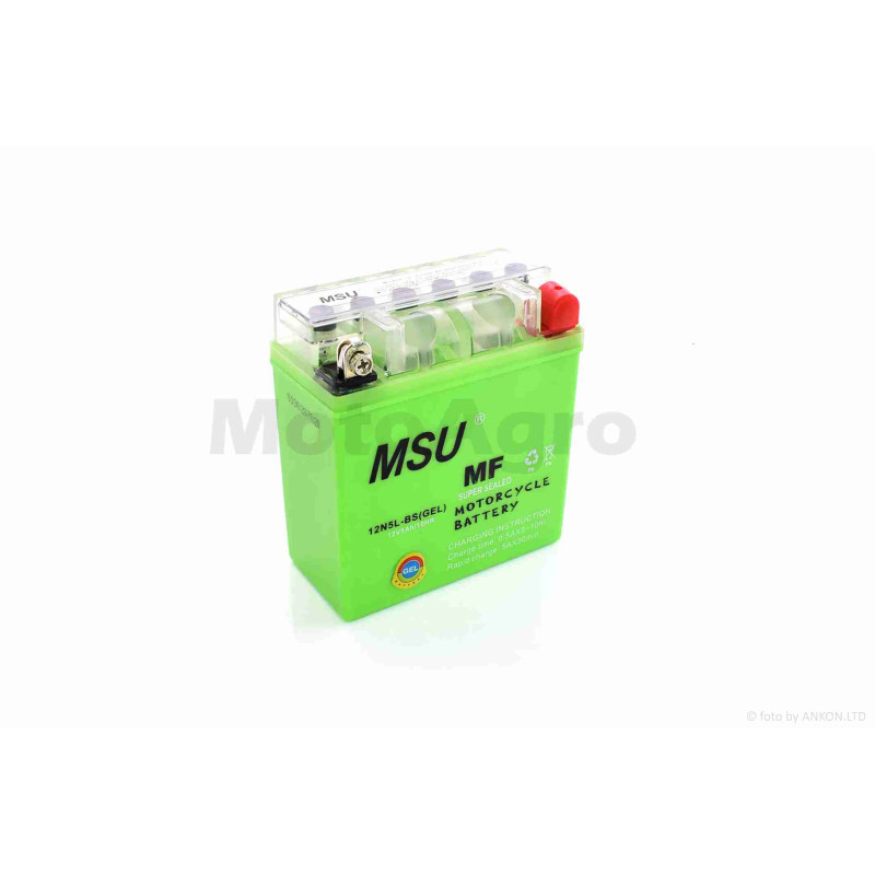 Акумулятор  GEL  12V  5A  119-60-129mm, високий  12N5L-BS  (YB5L-BS)  "MSU"  (2026)