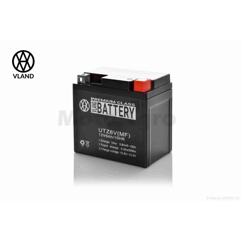 Акумулятор  MF  12V 6A  113-70-103mm  UTZ6V  "VLAND"  (DIO AF56, 2026)