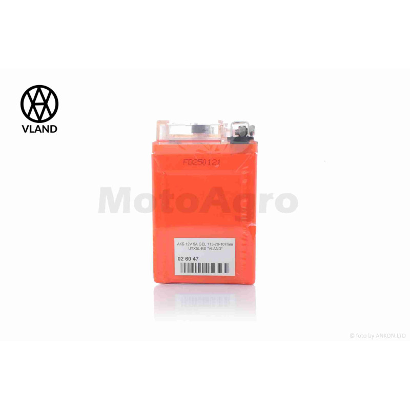 Акумулятор  GEL  12V 5A  113-70-107mm  UTX5L-BS (YTX5L-BS)  "VLAND"  (2026)