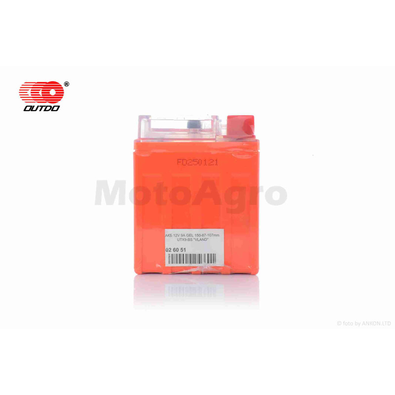 Акумулятор  GEL  12V  9A  150-86-107mm  UTX9-BS (YTX9-BS)  "VLAND"  (2026)