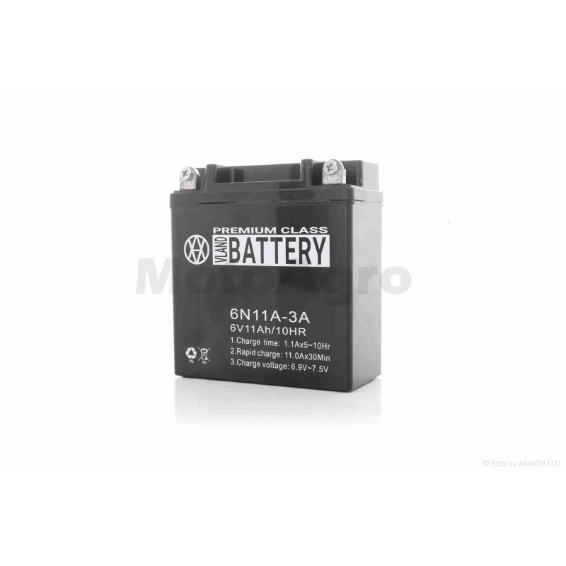 Акумулятор  GEL  6V 11A  120-60-130mm  6N11A-3A  "VLAND"  ЯВА 6V  (2026)