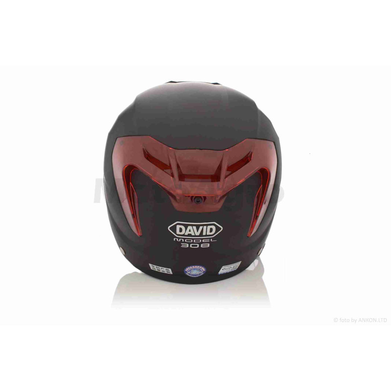 Шолом відкритий (мото 50cc/вело/самокат)  "DAVID"  (#D308, чорний матовий, M-XL, окуляри, ABS)
