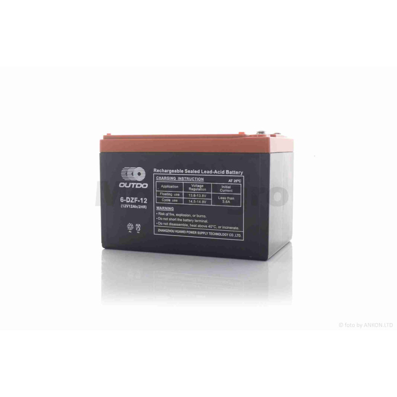 Акумулятор  AGM  12V  12A  150-101-99mm  6-DZF-12  тяговий  "OUTDO"  (електро вело/скутери, 2026)