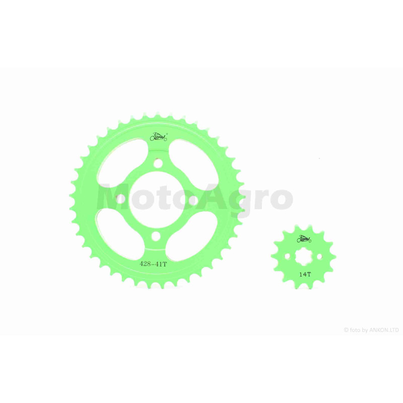 Зірки трансмісії пара  Delta  428-14/41  +ланцюг 98L  #PRO  "LIPAI"  (GREEN)