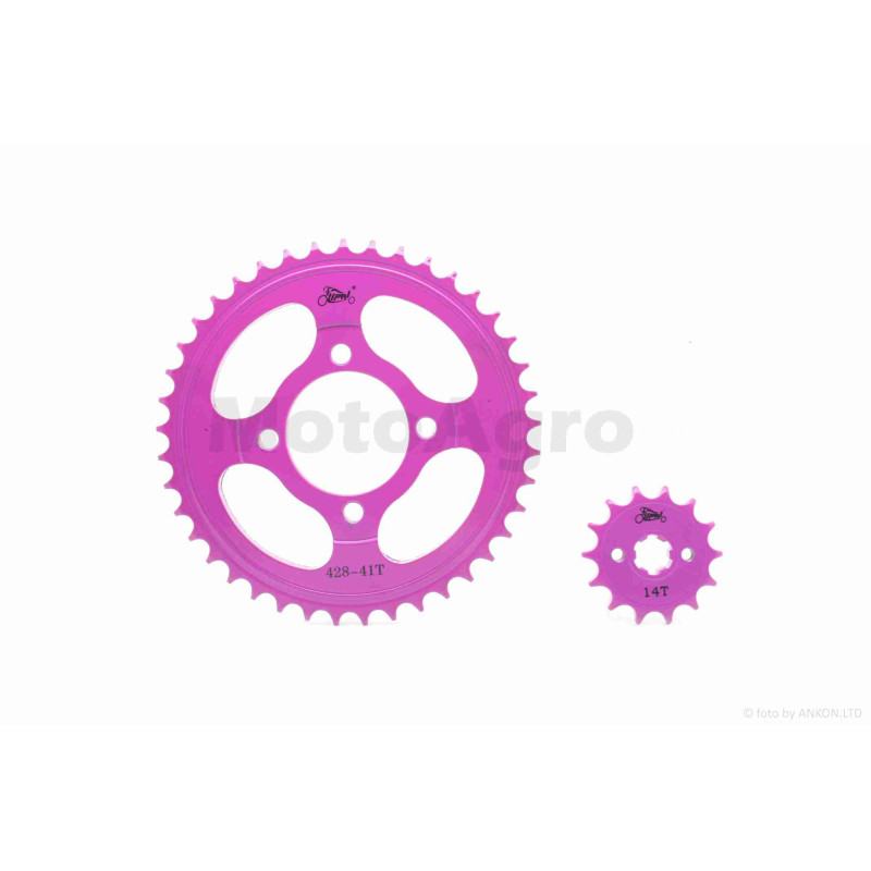 Зірки трансмісії пара  Delta  428-14/41  +ланцюг 98L  #PRO  "LIPAI"  (PURPLE)