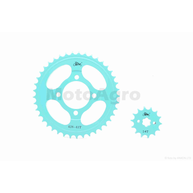 Зірки трансмісії пара  Delta 428-14/41  +ланцюг 98L  #PRO  "LIPAI"  (LIGHT GREEN)