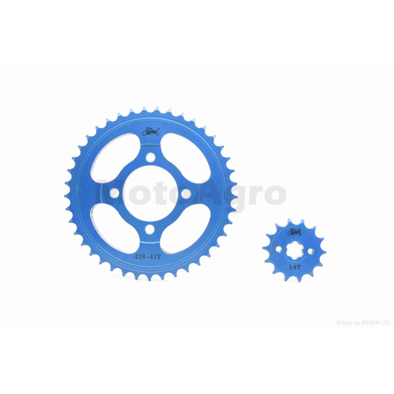 Зірки трансмісії пара  Delta  428-14/41  +ланцюг 98L  #PRO  "LIPAI"  (BLUE)