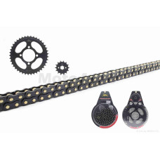 Зірки трансмісії пара на мопед дельта 428-14/41 + ланцюг 98L PRO "LIPAI" (BLACK GOLD)