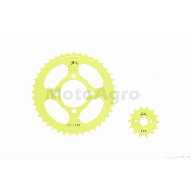 Зірки трансмісії пара  Delta  428-14/41  +ланцюг 98L  #PRO  "LIPAI"  (YELLOW)