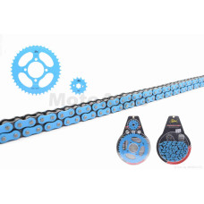 Зірки трансмісії пара на мопед дельта 428-14/41 +ланцюг 98L PRO "LIPAI" (LIGHT BLUE)