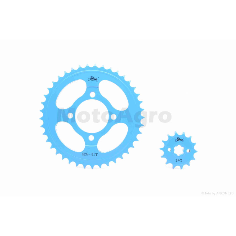 Зірки трансмісії пара  Delta 428-14/41  +ланцюг 98L  #PRO  "LIPAI"  (LIGHT BLUE)