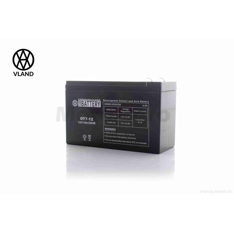Акумулятор  SLA  12V  7A  150-65-95mm  OT7-12  "VLAND"  (2026)