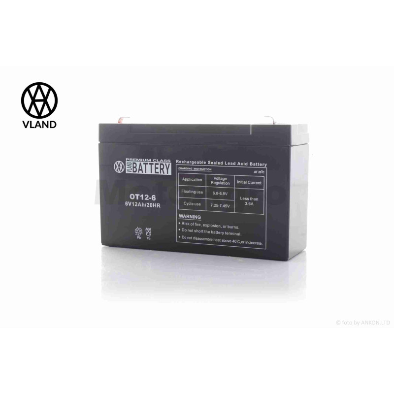 Акумулятор  SLA  6V  12A 1 51-50-94mm  OT12-6  "VLAND"  (2026)