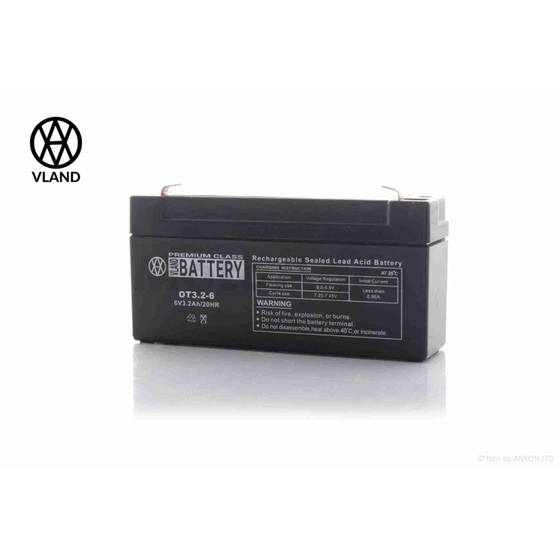 Акумулятор  SLA  6V  3.2A  125-33-60mm  OT3.2-6  "VLAND"  (2025)