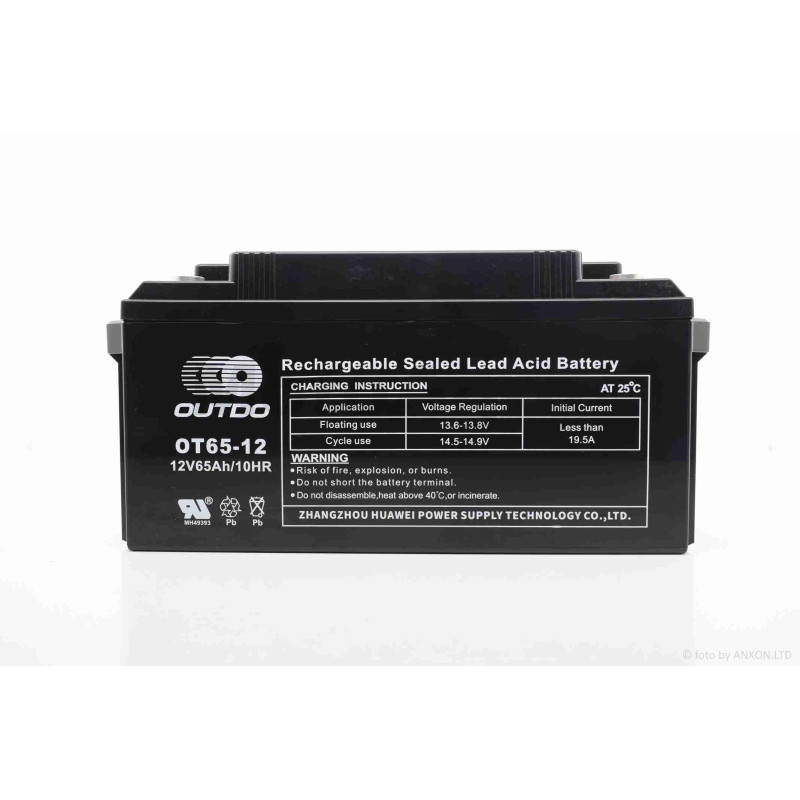 Акумулятор  SLA  12V  65A  350-167-173mm  OT65-12  "OUTDO"  (2026)
