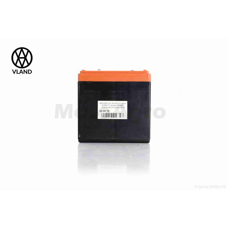 Акумулятор  AGM  12V  15A  150-101-99mm  6-DZM-12  тяговий  "VLAND"  (електро вело/скутери, 2026)