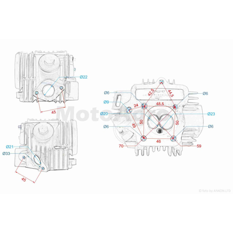 Головка циліндра 152FMH Delta 110 D52.4, d20/23 у зборі 