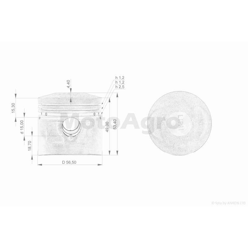 Поршень к-кт  CB125  STD  56.50, p-15  "LIPAI"