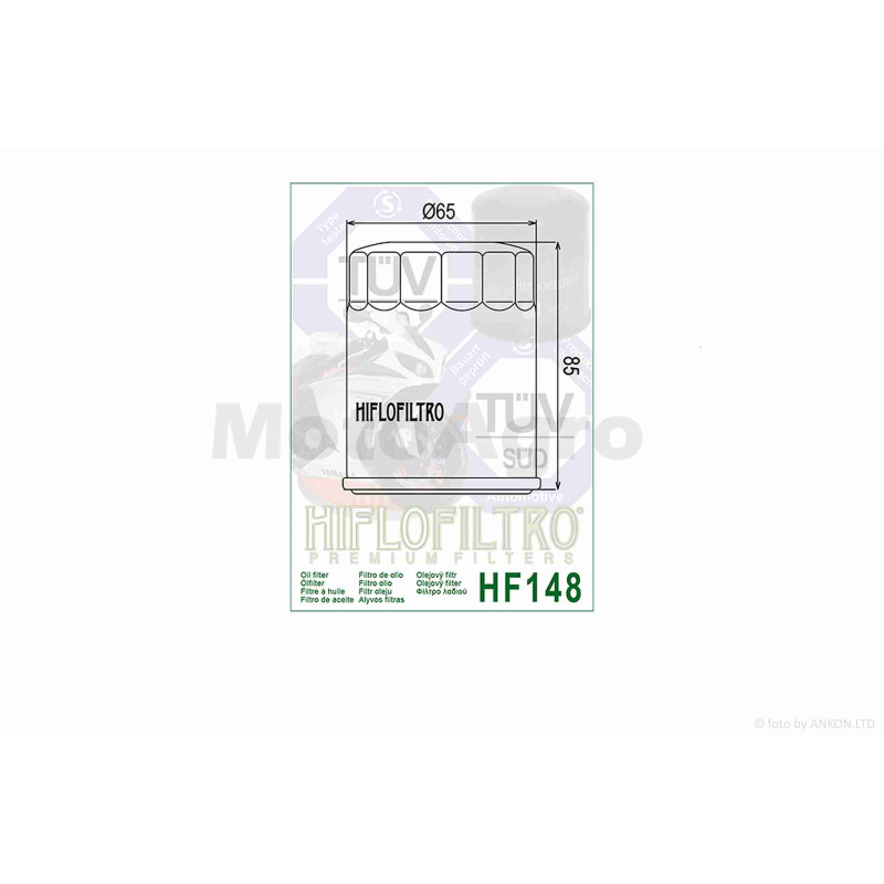 Фільтр масляний мото  HF148  D65/H85  "HIFLO"  ТАЙЛАНД