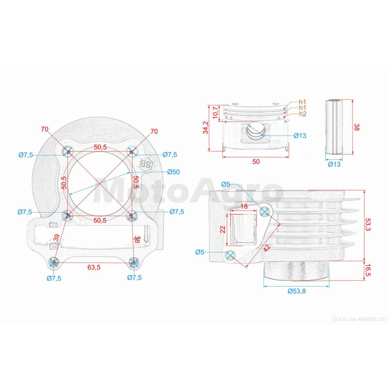 ЦПГ  GY6 100  50mm  #PRO  "LIPAI"  (тюнінг GY6 50)
