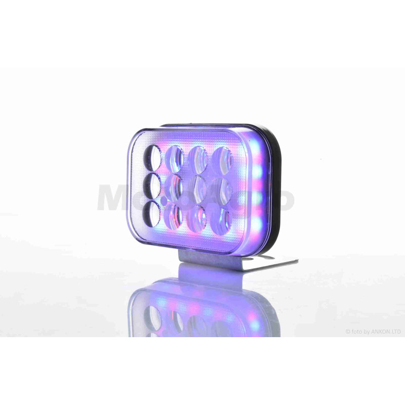 Фара додаткова  діодна, прямокутна, 100-72mm, 12-80W, IP67, біле/жовте світло  #LPS-2173
