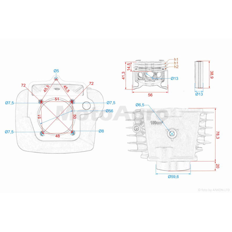 ЦПГ  YX140 (W063)  YX150 (W150-5)  D56, p13, h78.4, тефлон  #PRO  "LIPAI"  (TTR150)
