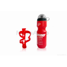 Пляшка для води на велосипед 600ml червона +тримач "DISCOVERY"