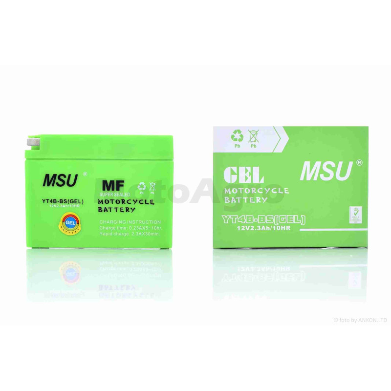 Акумулятор  GEL  12V  2.3A  Suzuki/Yamaha  115-40-90mm  YT4B-BS  "MSU"  (2025)