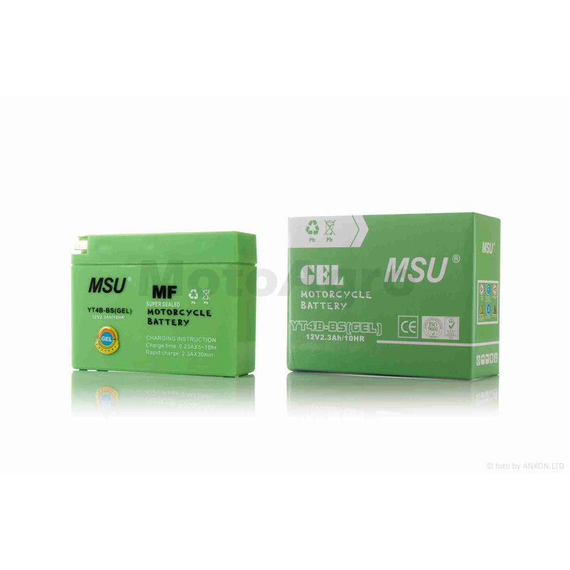 Акумулятор  GEL  12V  2.3A  Suzuki/Yamaha  115-40-90mm  YT4B-BS  "MSU"  (2025)
