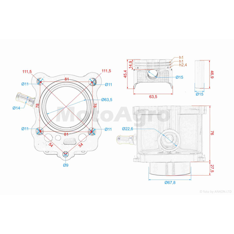 ЦПГ  CG200 (163FML)  D63.5, p15, h76, рідинне охолодження  #PRO  "LIPAI"