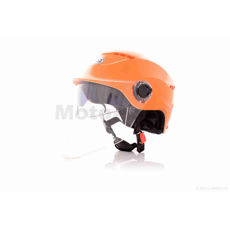 Шолом відкритий (мото 50cc/вело/самокат)  "DAVID"  (#S327, помаранчевий, M-XL, окуляри, ABS)
