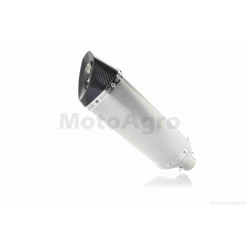 Глушник прямоток  #DLJ015  "AKRAPOVIC"  (сірий матовий, карбон)