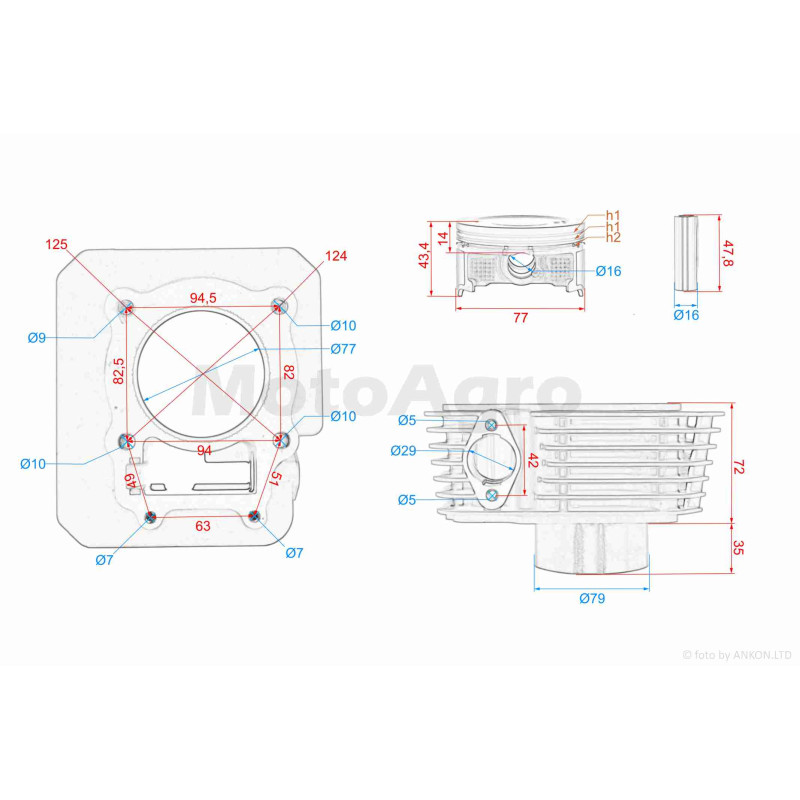 ЦПГ  CB250D-F (172FMM-3A)  D77, p16, h72.1  #PRO  "LIPAI"  (бігбор 300cc)