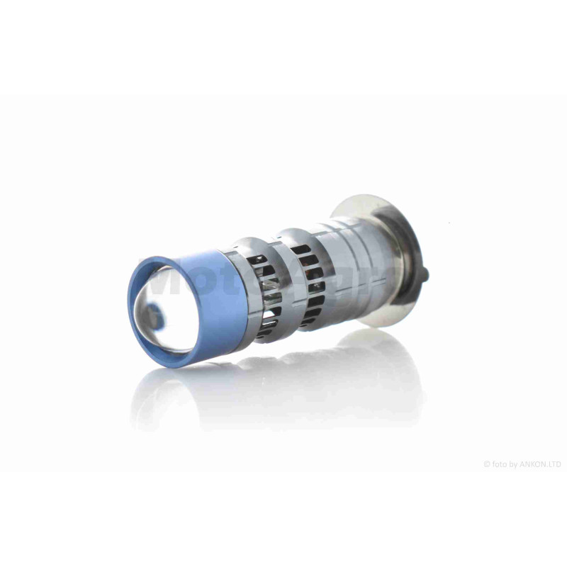 Лампа фари діодна  P15D-25-1  12-36V  15W  1 вус, білий/жовтий, лінза, габарит червоний/синій, D19
