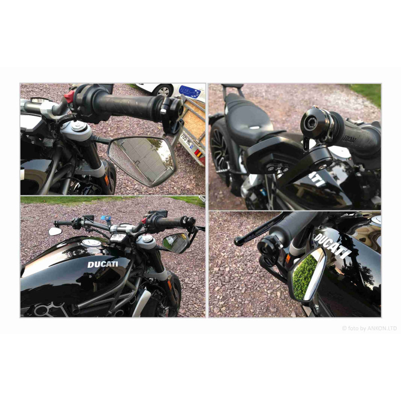 Дзеркала  в торець керма, стрілоподібні, алюміній, d13/17  "CUSTOM"  (хром)