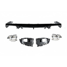 Задній дифузор Black з насадками Chrome (Дизайн AMG63) для мерседес E-class coupe C238 2016-2024 рр