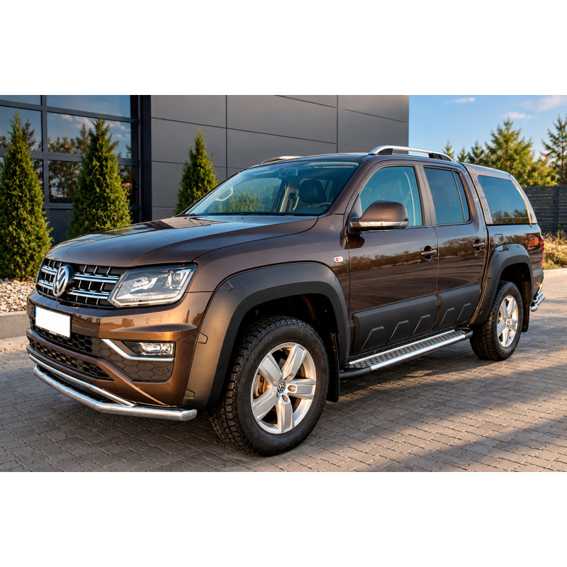 Бокові пороги Allmond Grey (2 шт. алюм) для Volkswagen Amarok 2010-2022 рр