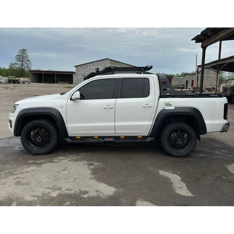 Бокові пороги Dakar V2 з LED (2 шт метал) для Volkswagen Amarok 2010-2022 рр