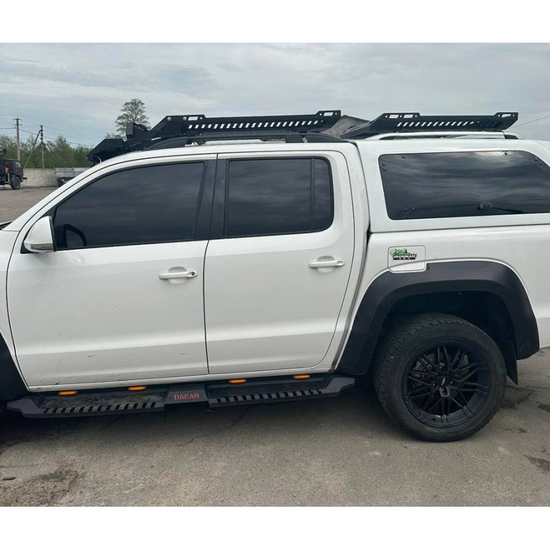 Бокові пороги Dakar V2 з LED (2 шт метал) для Volkswagen Amarok 2010-2022 рр