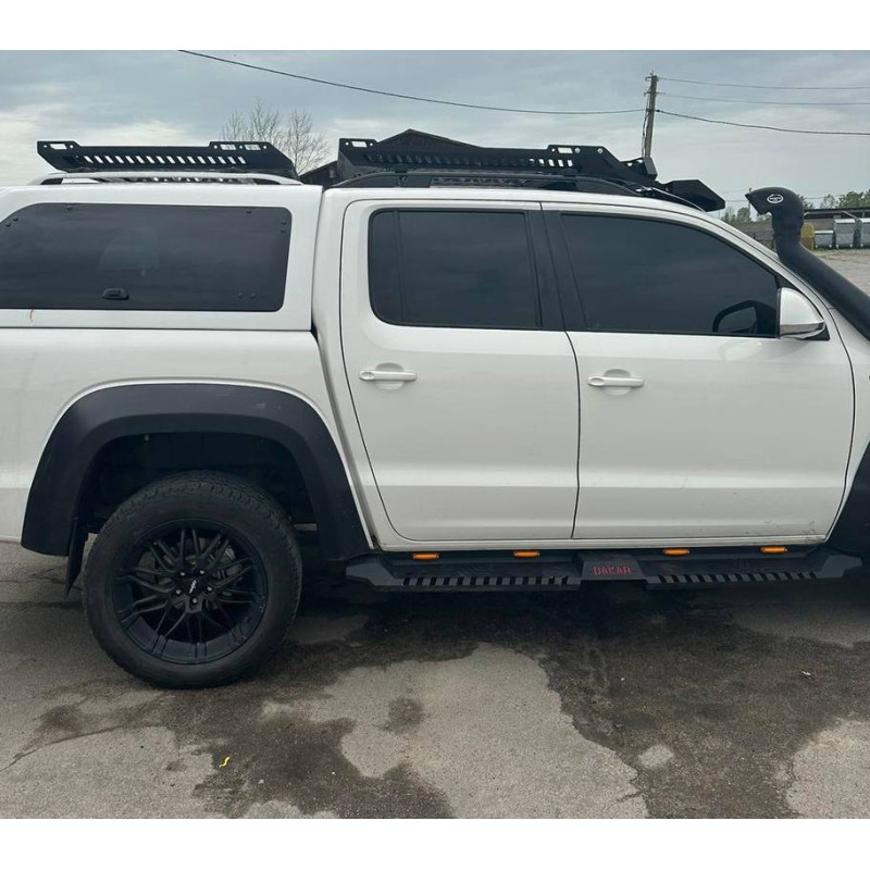 Бокові пороги Dakar V2 з LED (2 шт метал) для Volkswagen Amarok 2010-2022 рр