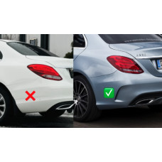 Задній дифузор з насадками (дизайн C63 2014-2018) для мерседес C-class W205 рр
