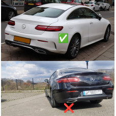 Задній дифузор Black з насадками Black (Дизайн AMG53) для мерседес E-class coupe C238 2016-2024 рр