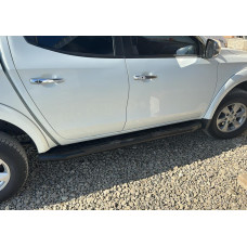 Бокові пороги Amazon Black (2 шт. чорні) для Mitsubishi L200 2015-2024 рр