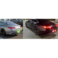 Задній дифузор з насадками Black (2018-2020) для мерседес S-class C217 Coupe рр
