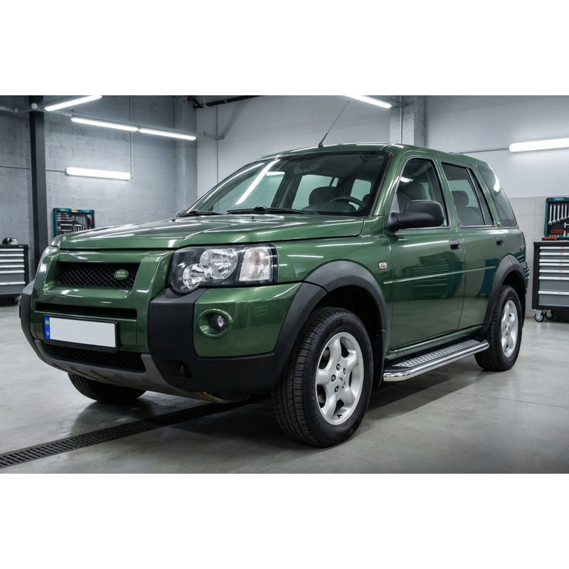 Бокові пороги Maydos V2 (2 шт., алюміній -2026 нерж) для Land Rover Freelander I 1997-2006 рр