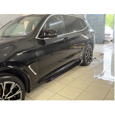 Леза під пороги Paradigma BMW X3 G01 X3M F97 / X4 G02 F98 2018-2024 2шт. ABS пластик, колір чорний глянець