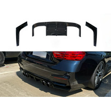 Накладка заднього бампера дифузор M-Vorsteiner до бампера M4 для BMW 4 series F32 F33 F36 2013-2020 ABS пластик, колір чорний глянець