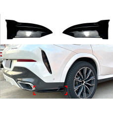 Леза накладки заднього бампера M-Performance BMW X6 G06 2019 - 2шт. ABS пластик, чорний глянець