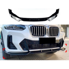 Спідниця накладка переднього бампера M Performance X3 G01 / X4 G02 LCI 2022-2024, ABS пластик колір чорний глянець