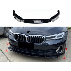 Спідниця накладка переднього бампера BMW 5 series G30 G31 LCI 2020-2023 ABS пластик, чорний глянець